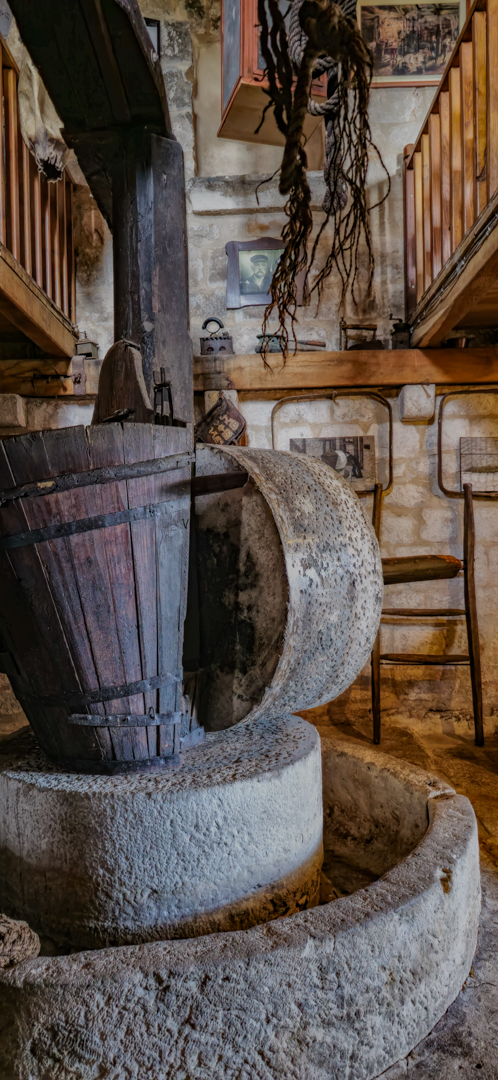 Ancient olive oil mill at the Olive Oil Museum.