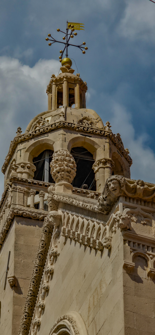 Detailing on the exterior of a church on Korčula.