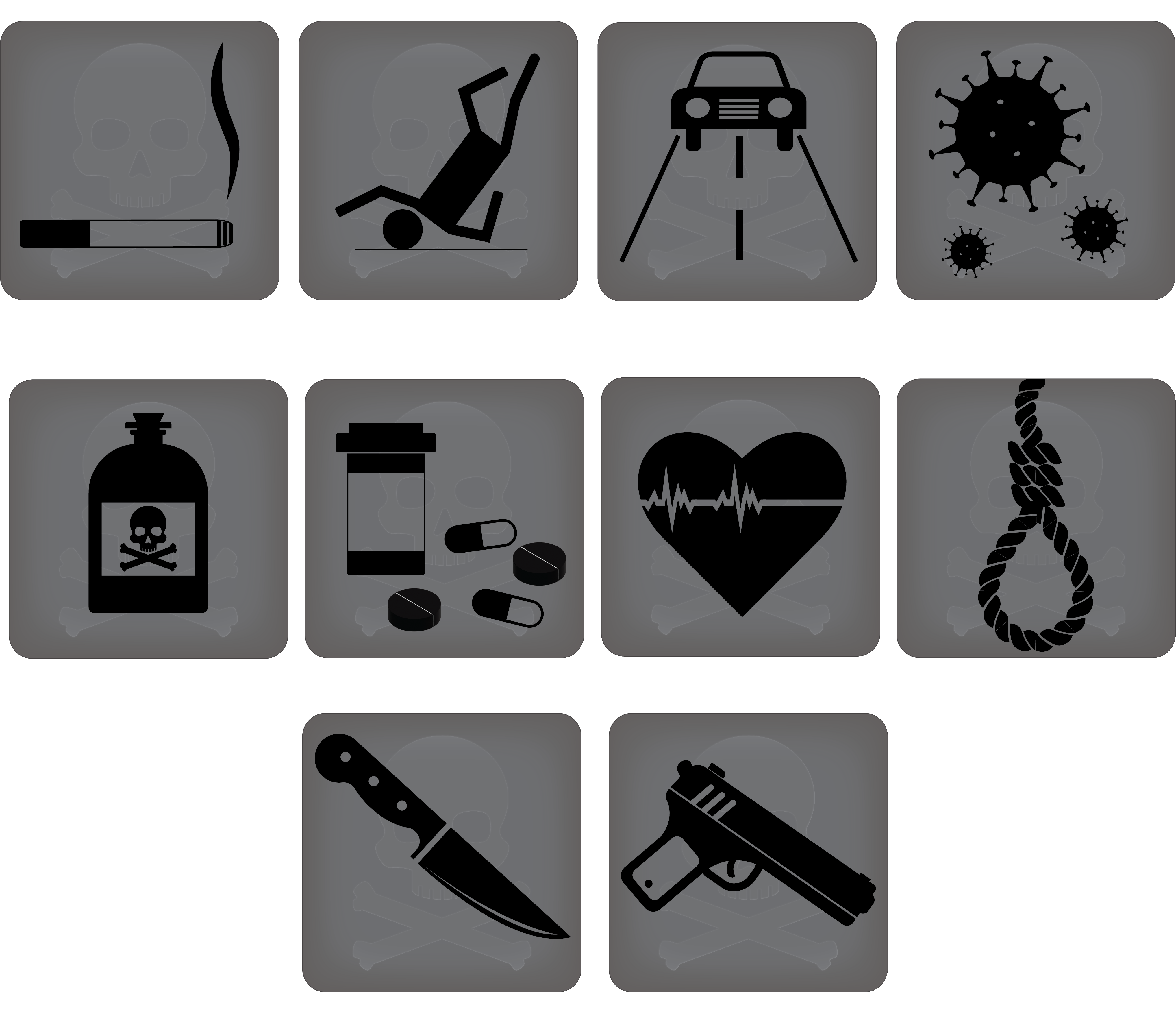 Causes of Death Icon Set Preview